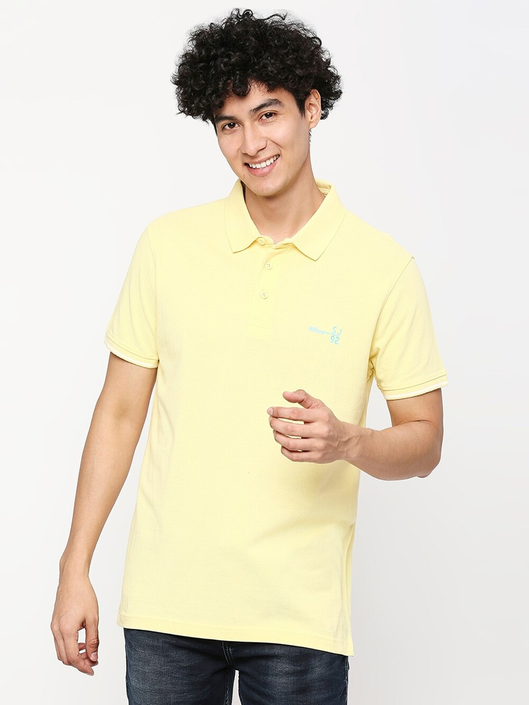 

SPYKAR Polo Collar Slim Fit Cotton T-shirt, Yellow