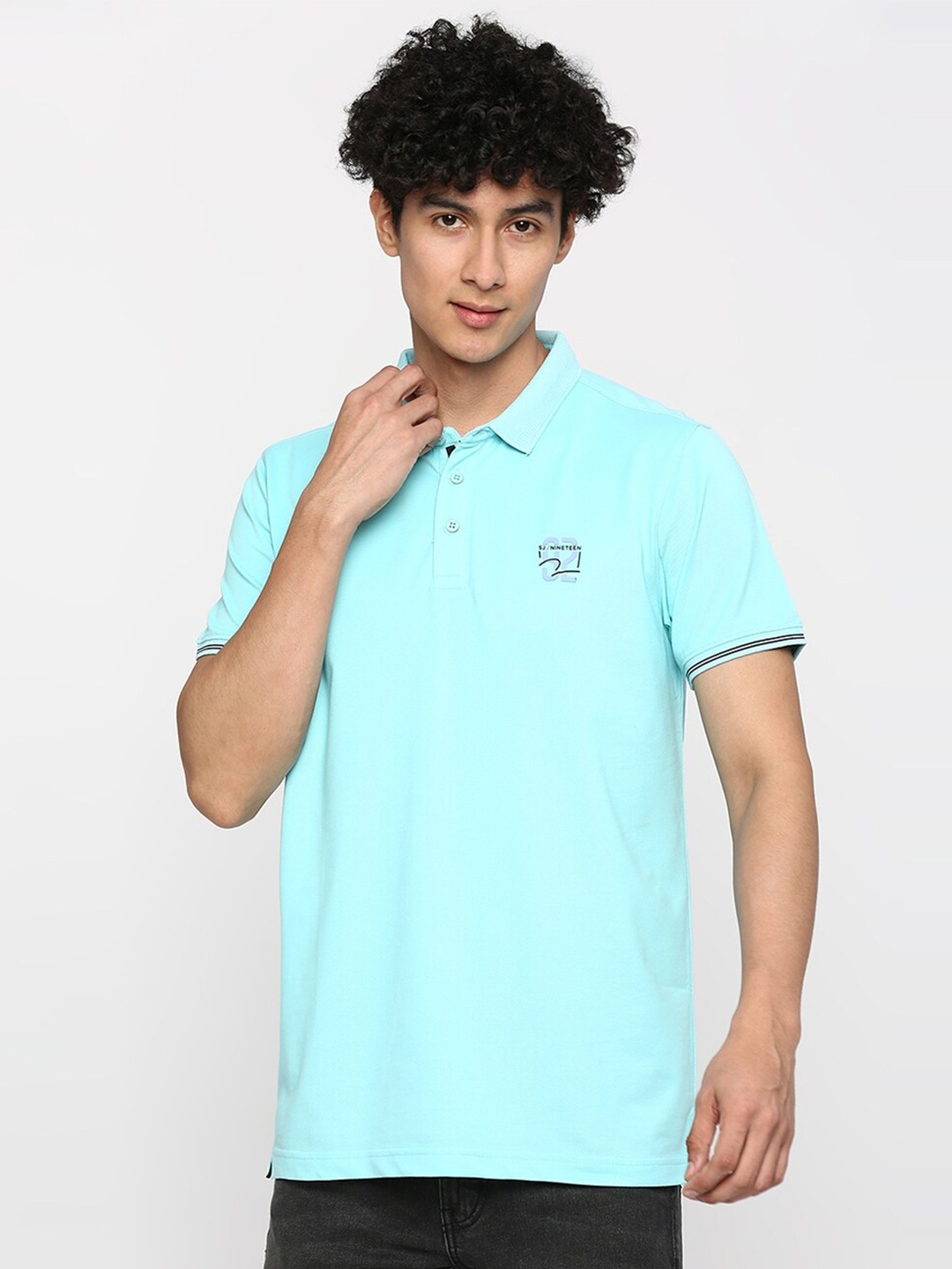 

SPYKAR Polo Collar Cotton T-shirt, Blue