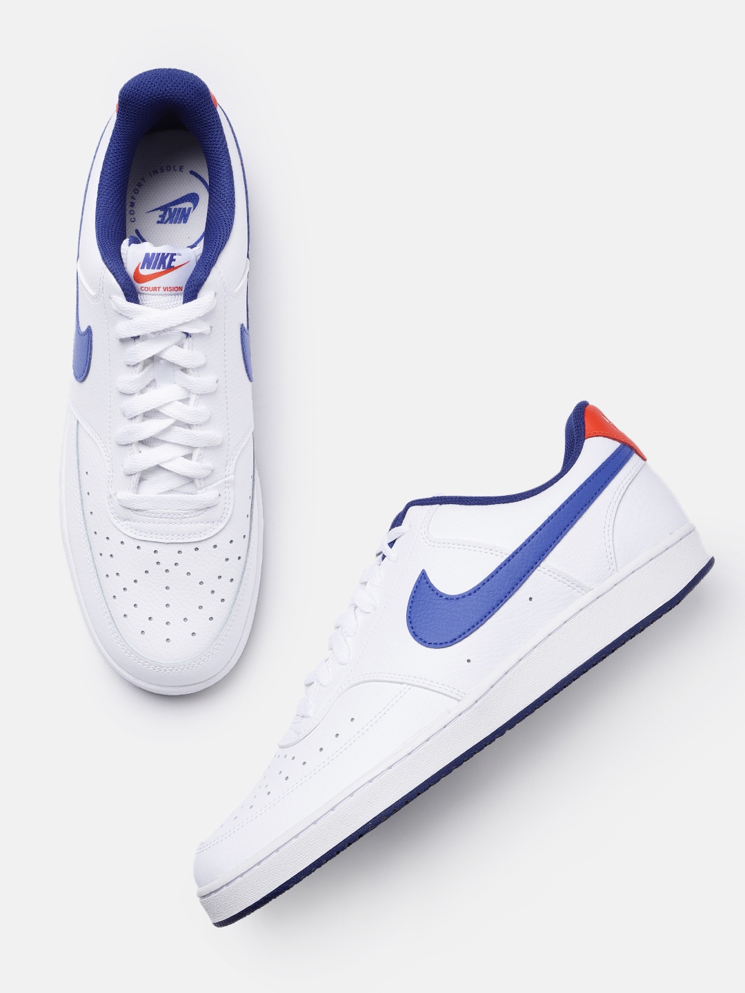 

Nike Men COURT VISION LO Perforated Leather Sneakers, White