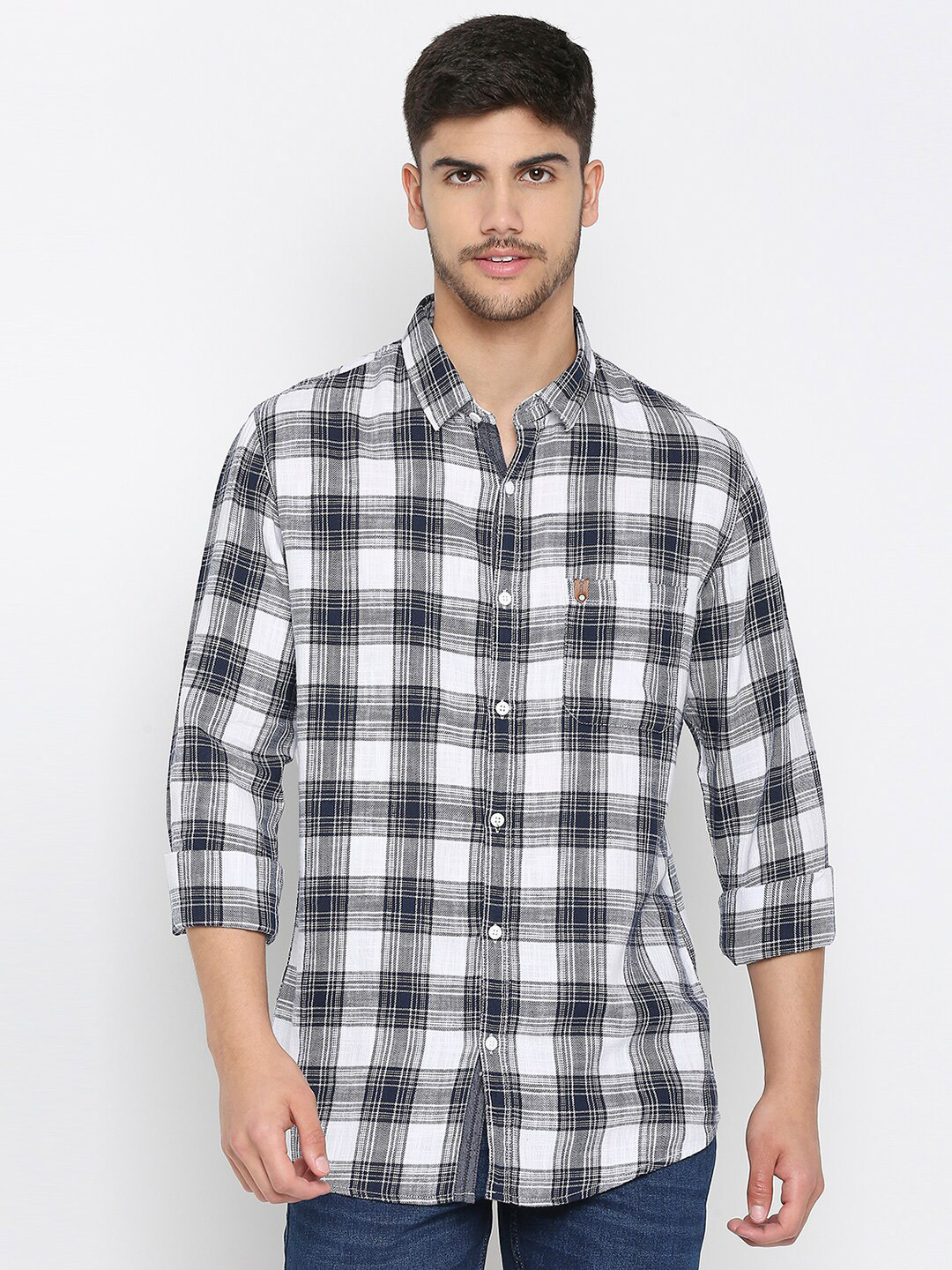 

SPYKAR Tartan Checked Long Sleeves Slim Fit Cotton Casual Shirt, White