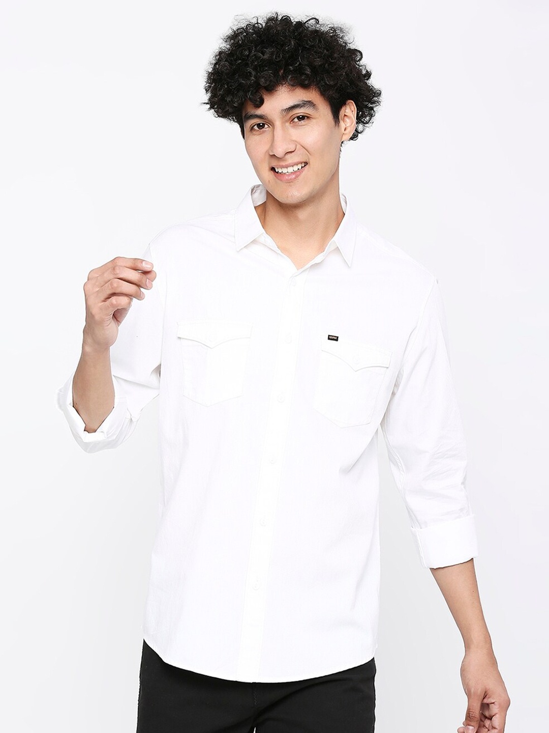 

SPYKAR Long Sleeves Slim Fit Cotton Casual Shirt, White