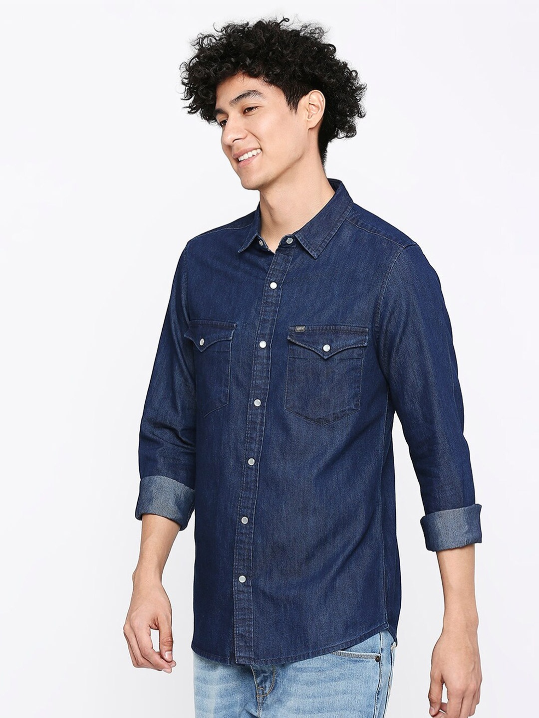 

SPYKAR Slim Fit Opaque Casual Denim Shirt, Blue