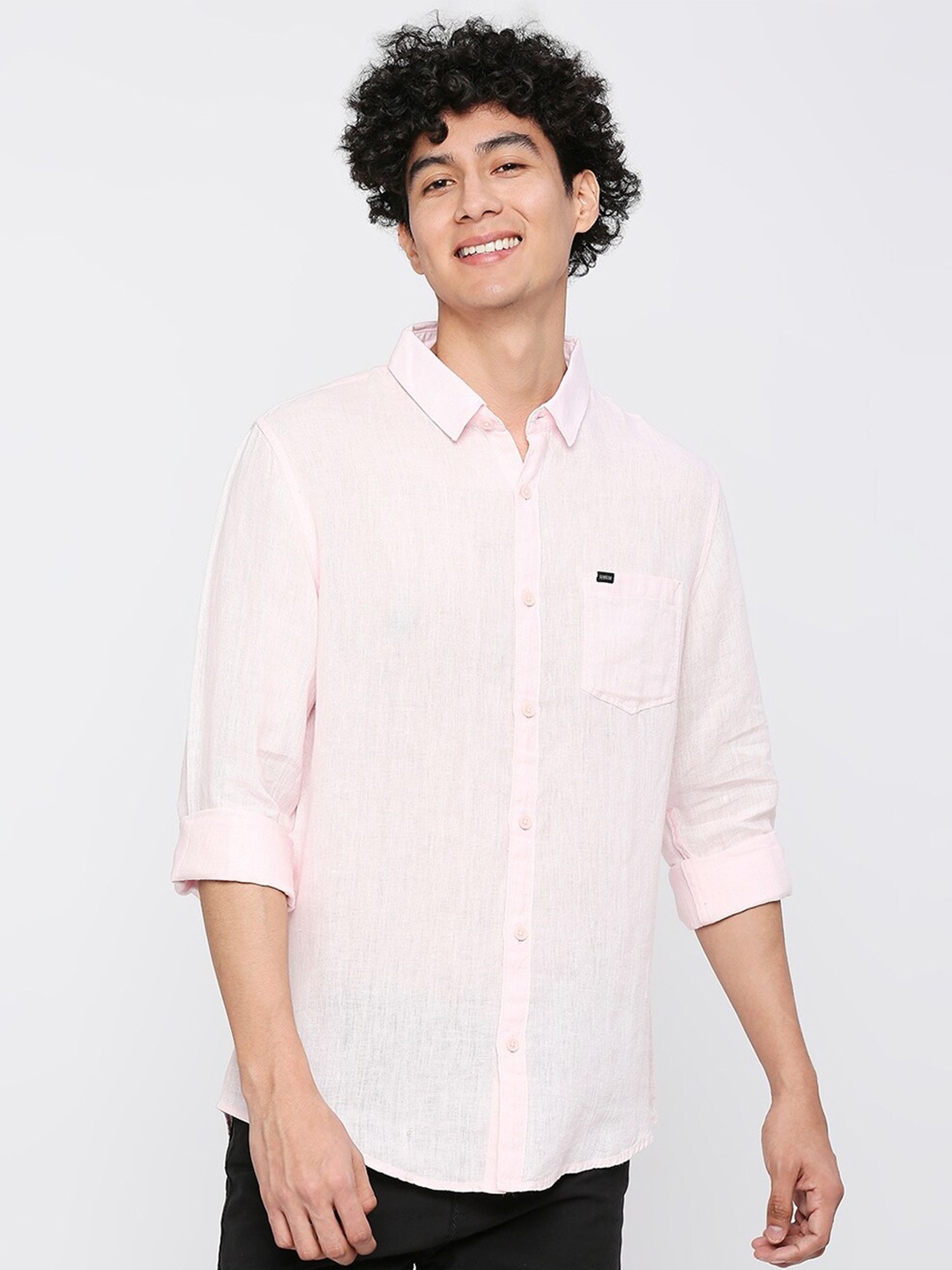 

SPYKAR Long Sleeves Slim Fit Cotton Casual Shirt, Peach