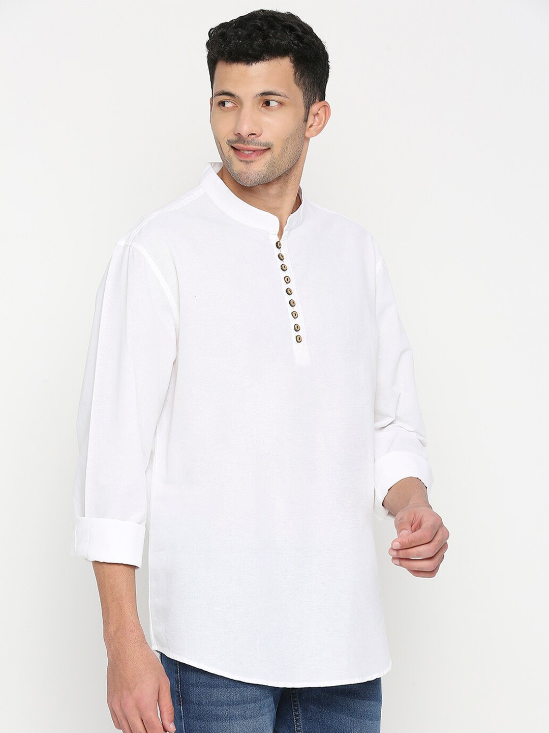 

SPYKAR Mandarin Collar Opaque Casual Shirt, White