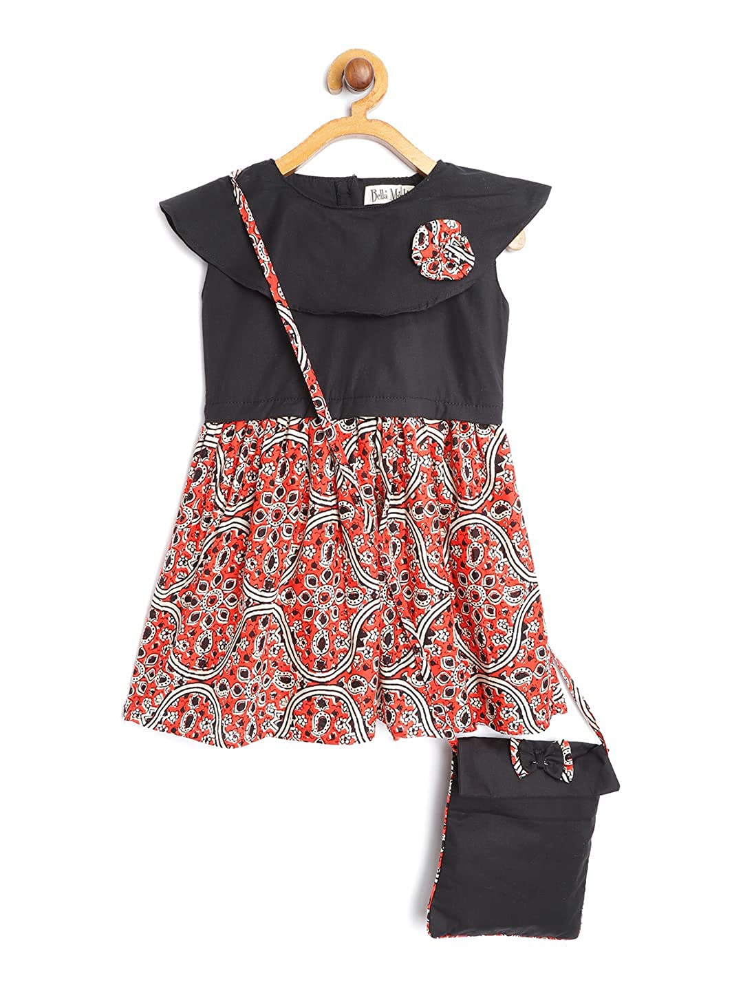 

Bella Moda Ethnic Motifs Printed Fit & Flare Dress With Sling Bag, Multi
