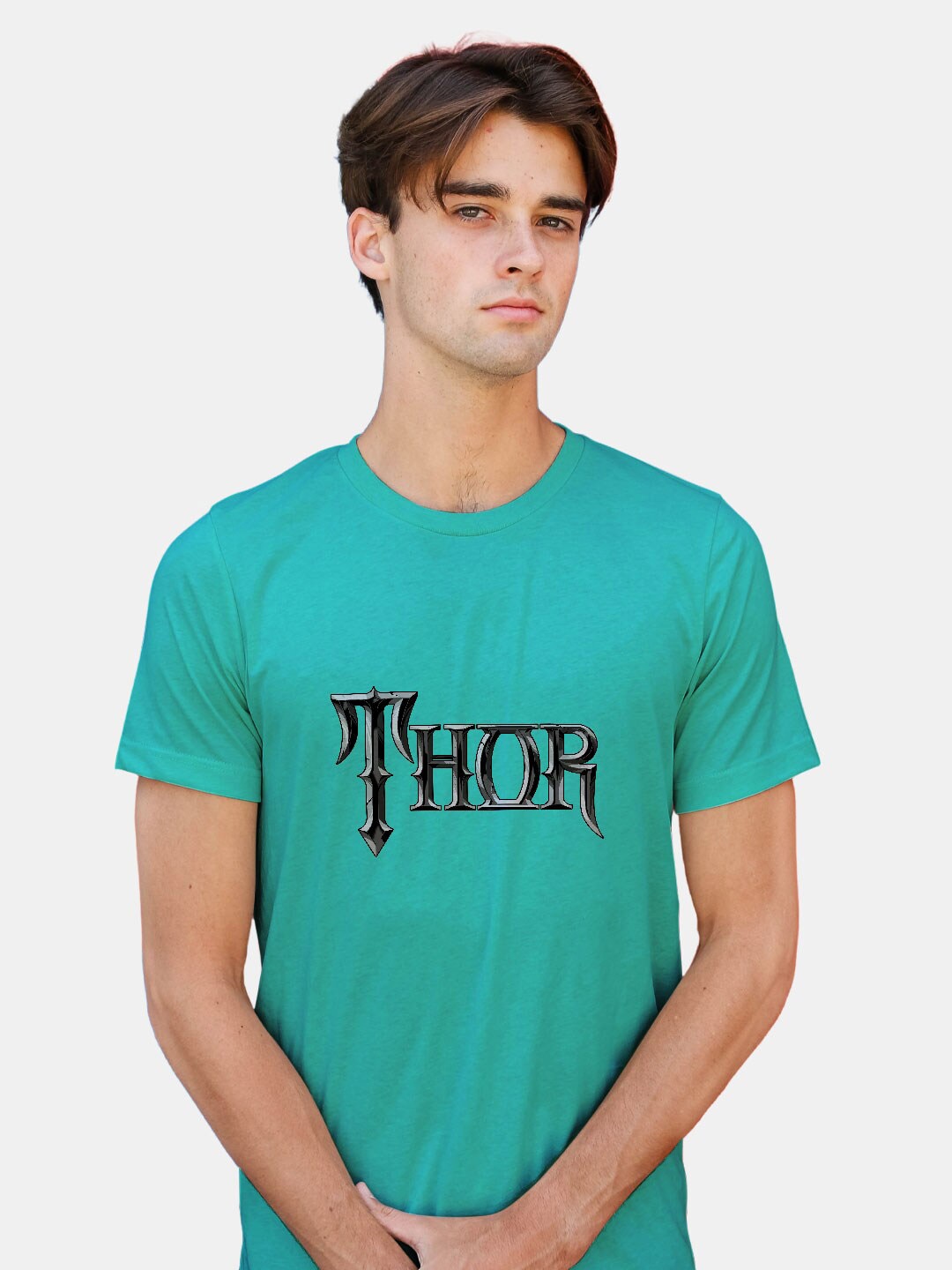 

macmerise Thor Printed Bio Finish Cotton T-shirt, Turquoise blue