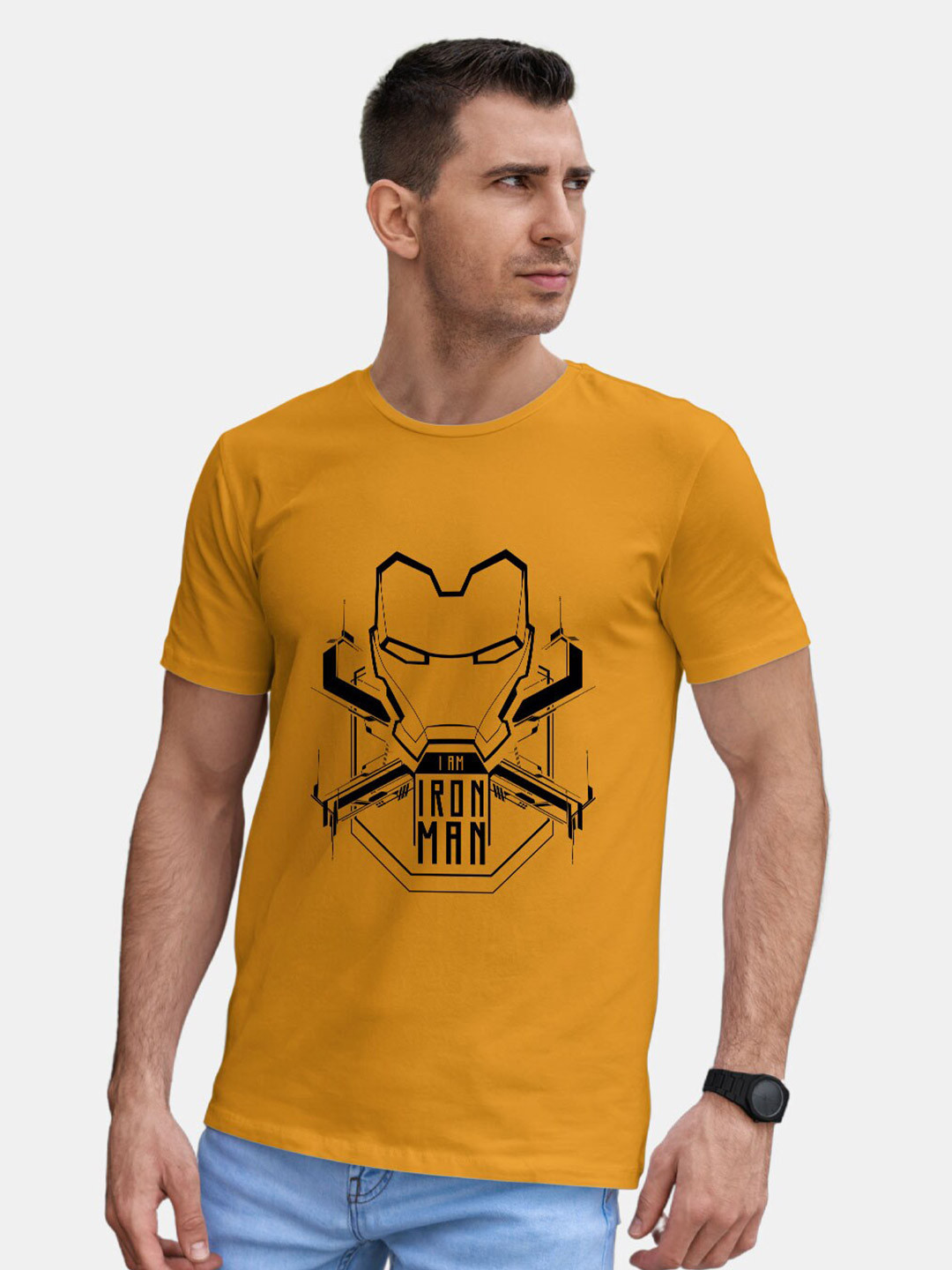 

macmerise Iron Man Printed Bio Finish Cotton T-Shirt, Yellow