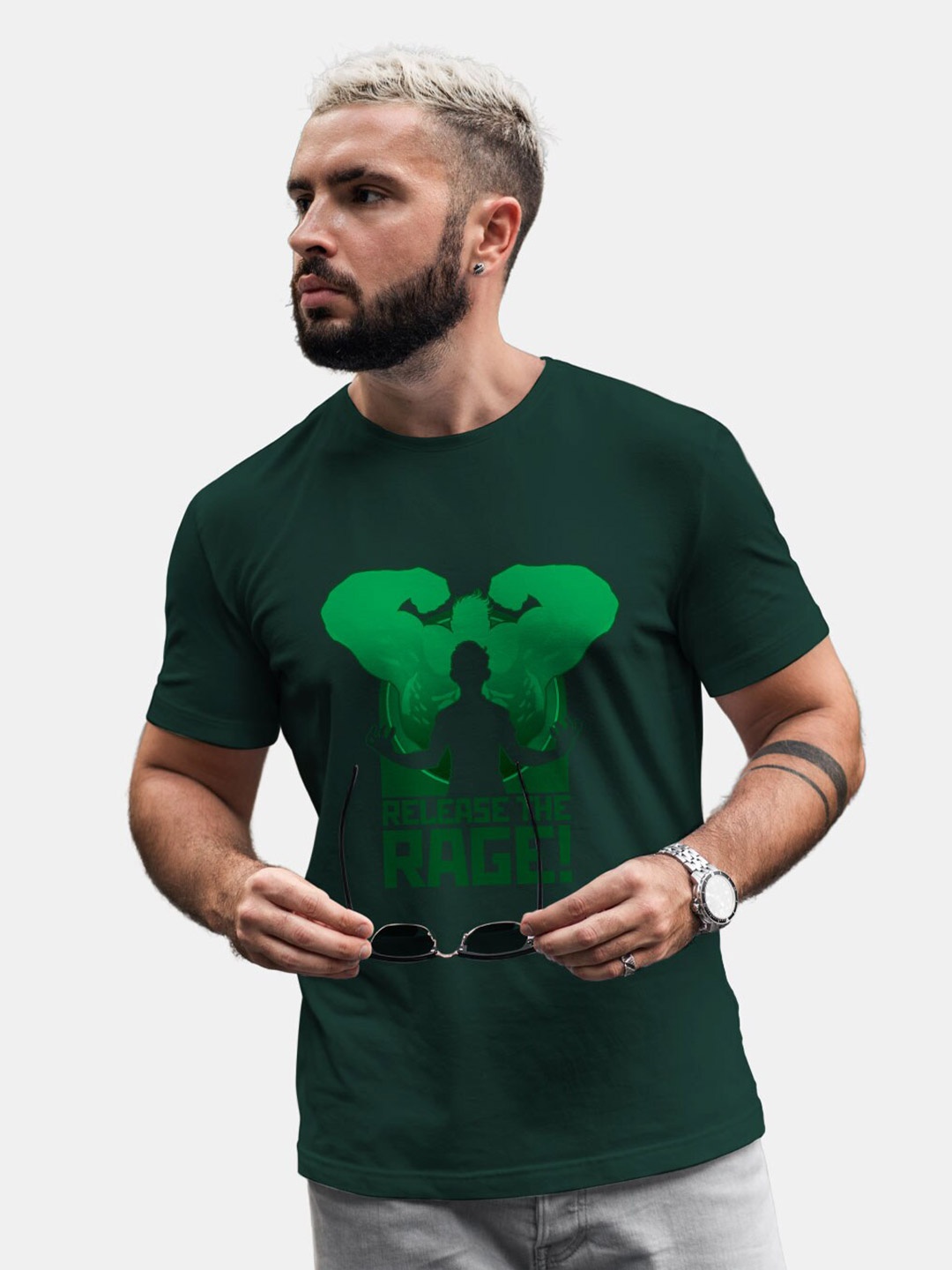 

macmerise Hulk Superhero Printed Bio Finish Cotton T-shirt, Green
