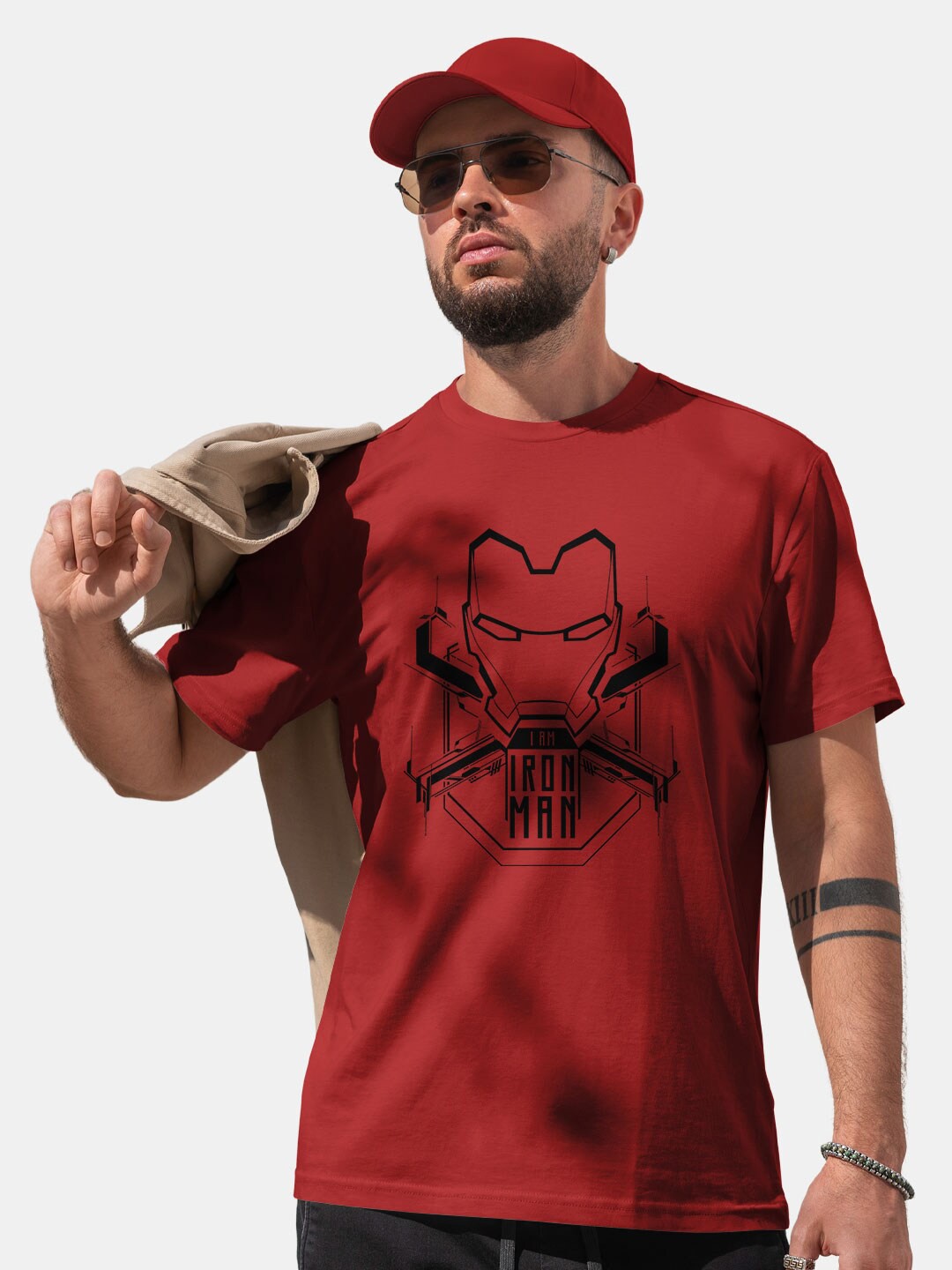 

macmerise Iron Man Superhero Graphic Printed Bio Finish Cotton T-shirt, Red