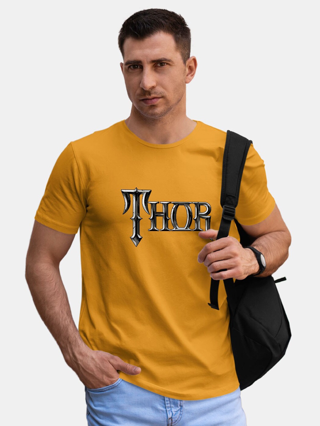 

macmerise Thor Printed Bio Finish Cotton T-shirt, Yellow