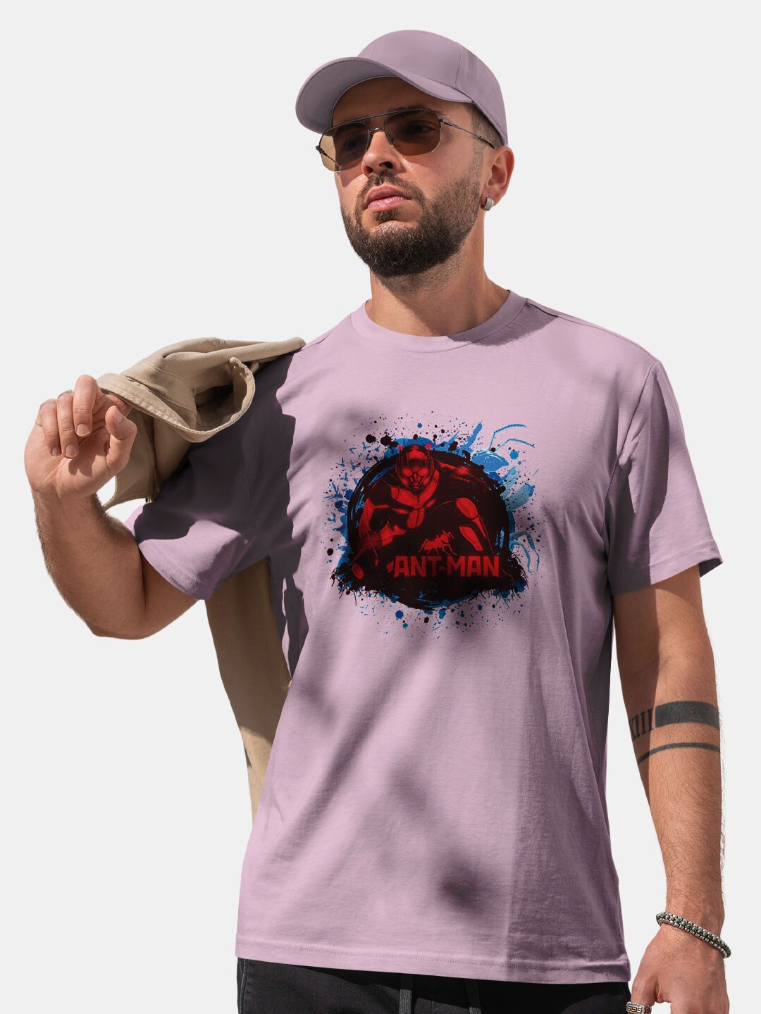 

macmerise Ant Man Printed Bio Finish Cotton T-shirt, Lavender