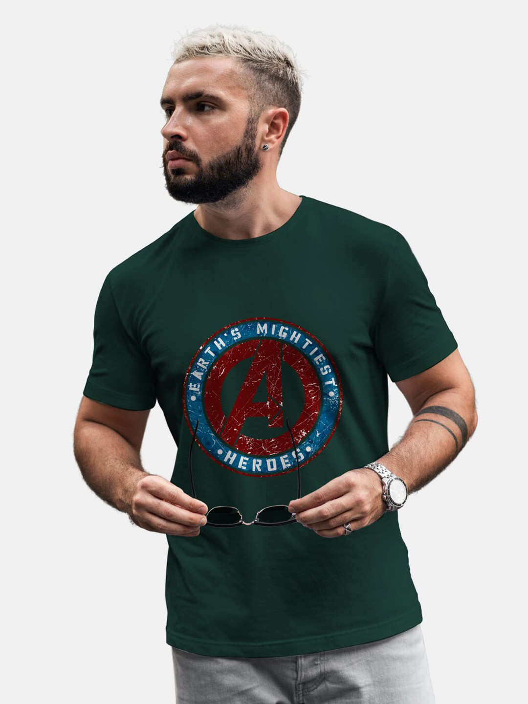 

macmerise Typography Printed Bio Finish Cotton T-Shirt, Green