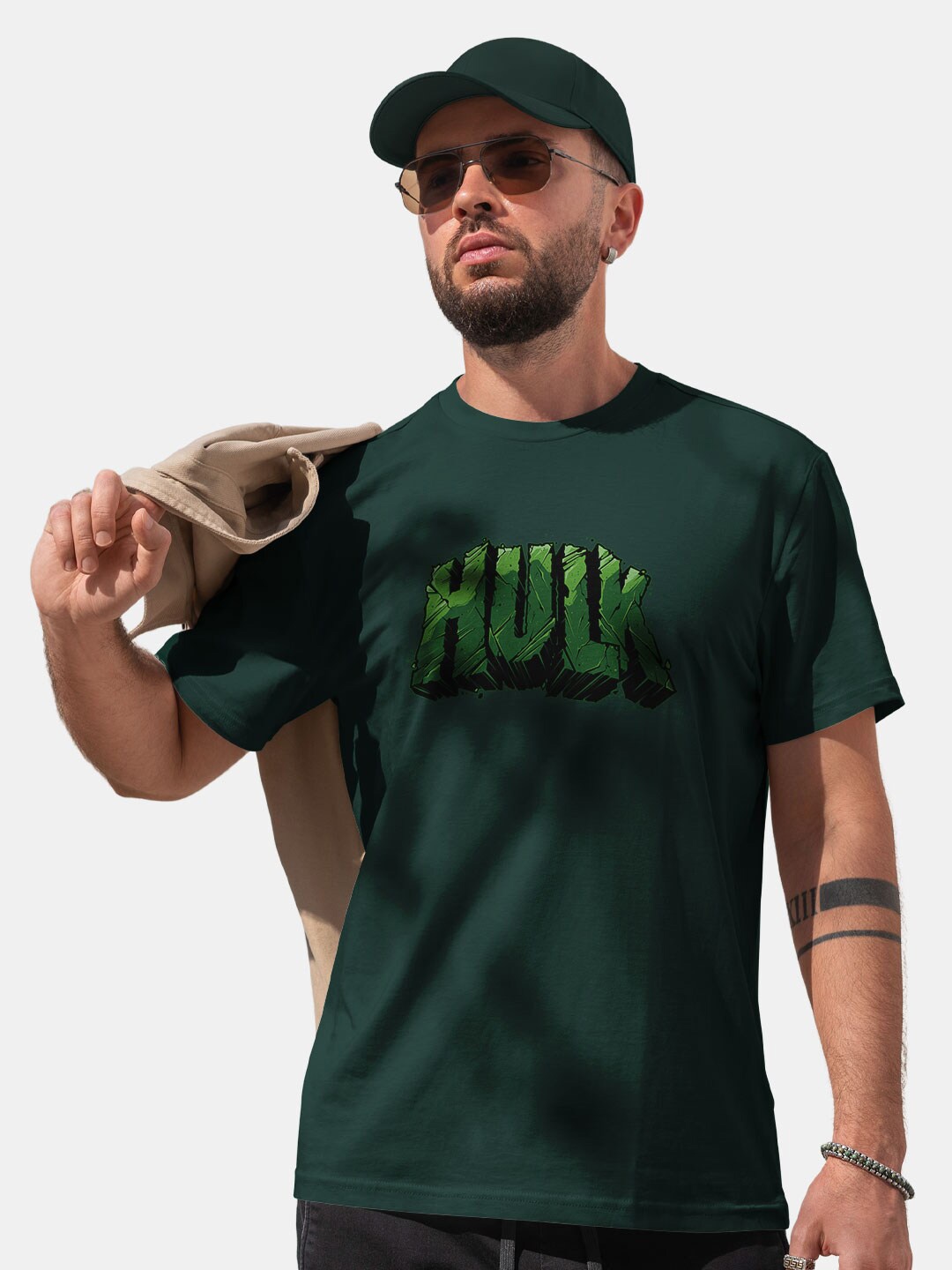 

macmerise Typography Printed Bio Finish Cotton T-shirt, Green