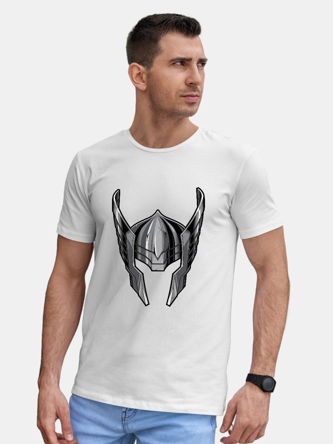 

macmerise Thor Printed Bio Finish Cotton T-Shirt, White