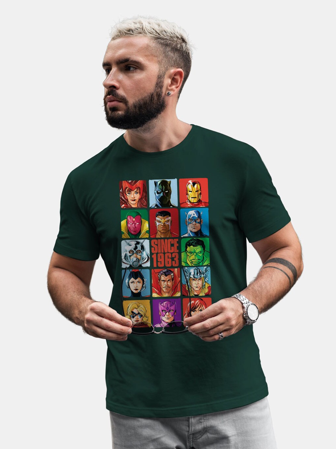 

macmerise Avengers Graphic Printed Bio Finish Cotton T-shirt, Green