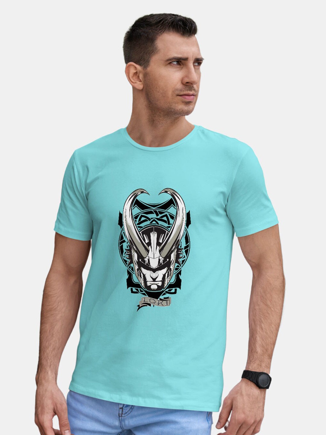 

macmerise Loki Superhero Printed Bio Finish Cotton Casual T-shirt, Blue