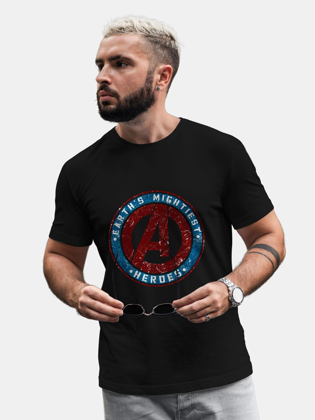 

macmerise Typography Printed Bio Finish Cotton T-shirt, Black