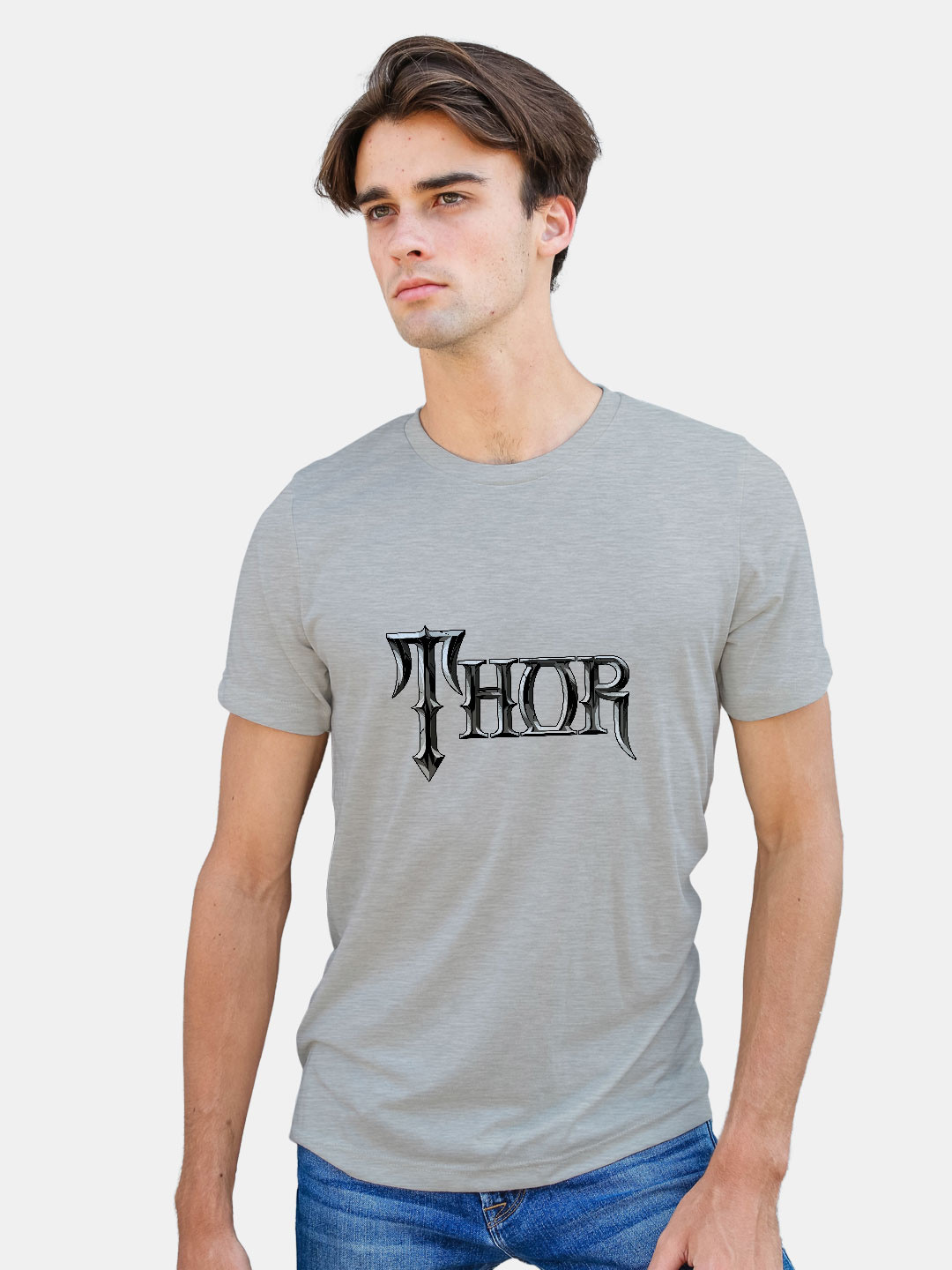 

macmerise Thor Typography Printed Bio Finish Cotton T-shirt, Grey