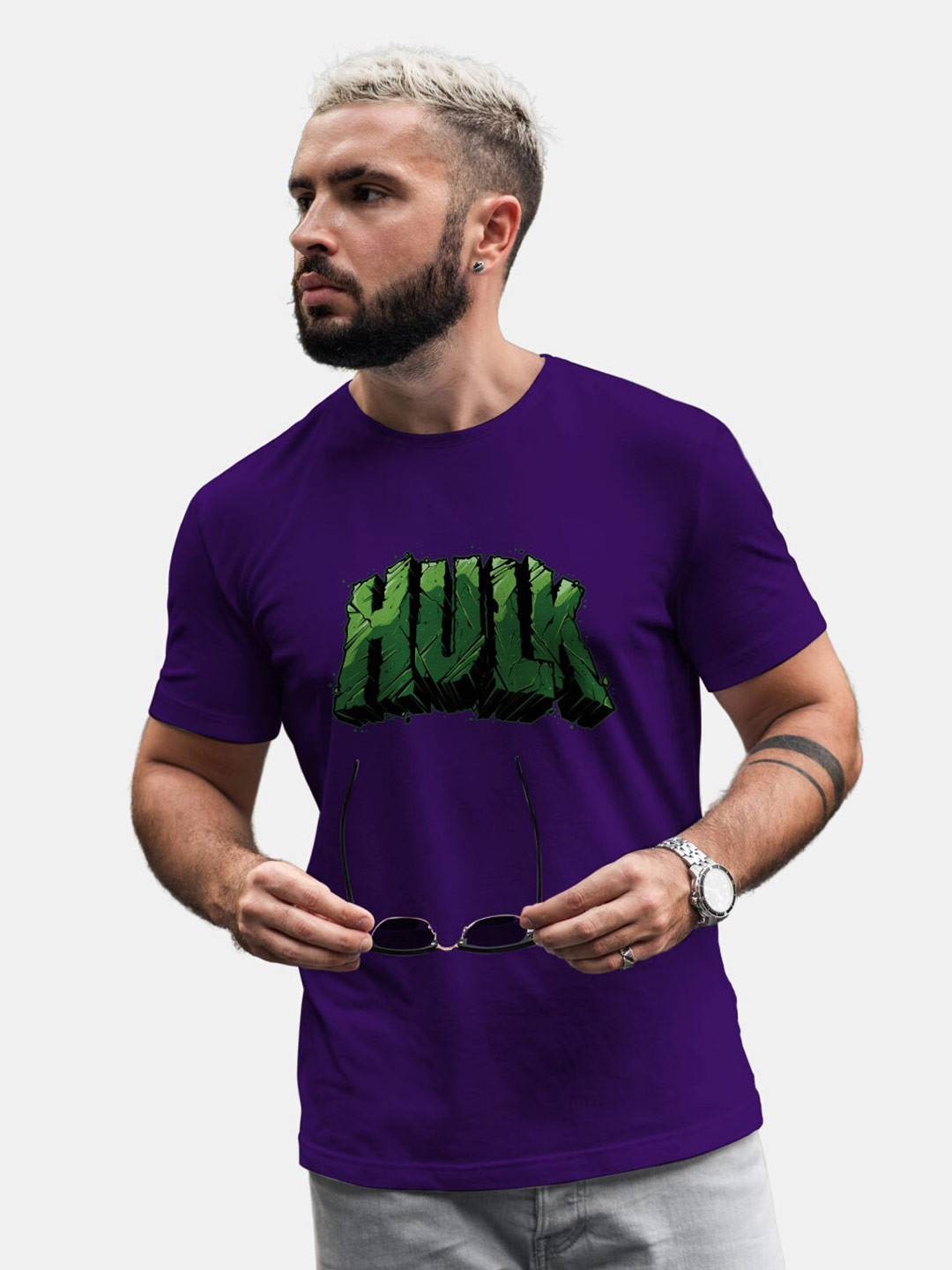 

macmerise Hulk Printed Bio Finish Cotton T-shirt, Purple