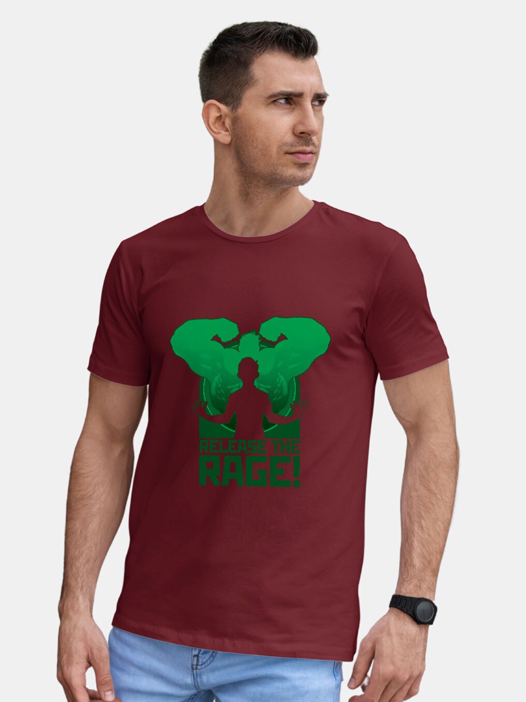 

macmerise Graphic Printed Bio Finish Cotton T-shirt, Maroon