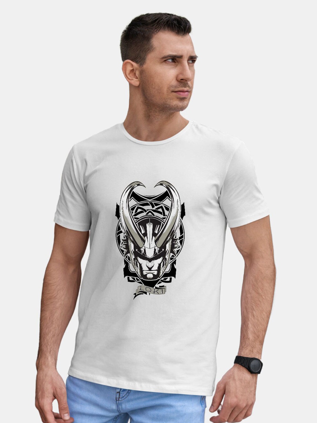 

macmerise Graphic Printed Bio Finish Cotton T-shirt, White