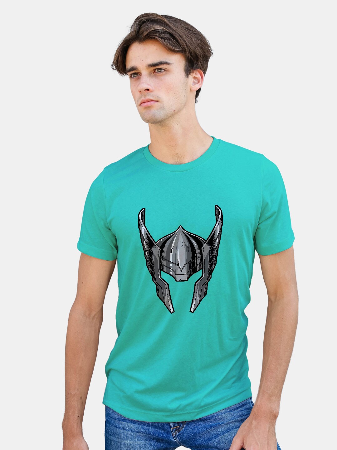 

macmerise Thor Printed Bio Finish Cotton T-shirt, Turquoise blue