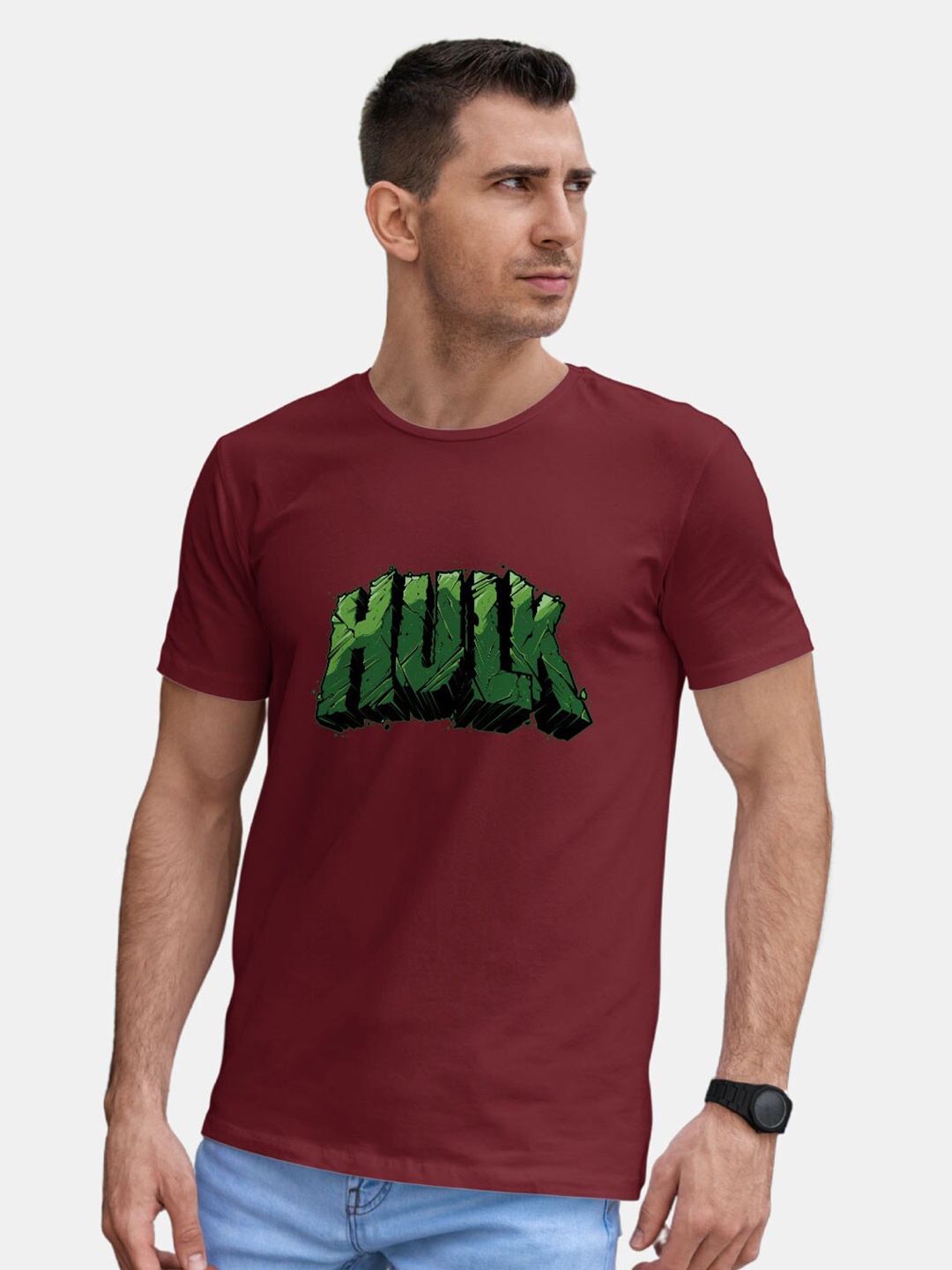 

macmerise Hulk Printed Bio Finish Cotton T-shirt, Maroon