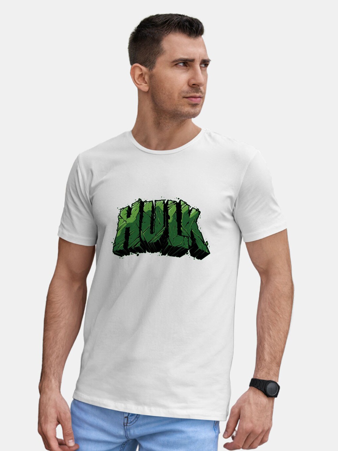 

macmerise Hulk Printed Bio Finish Cotton T-shirt, White