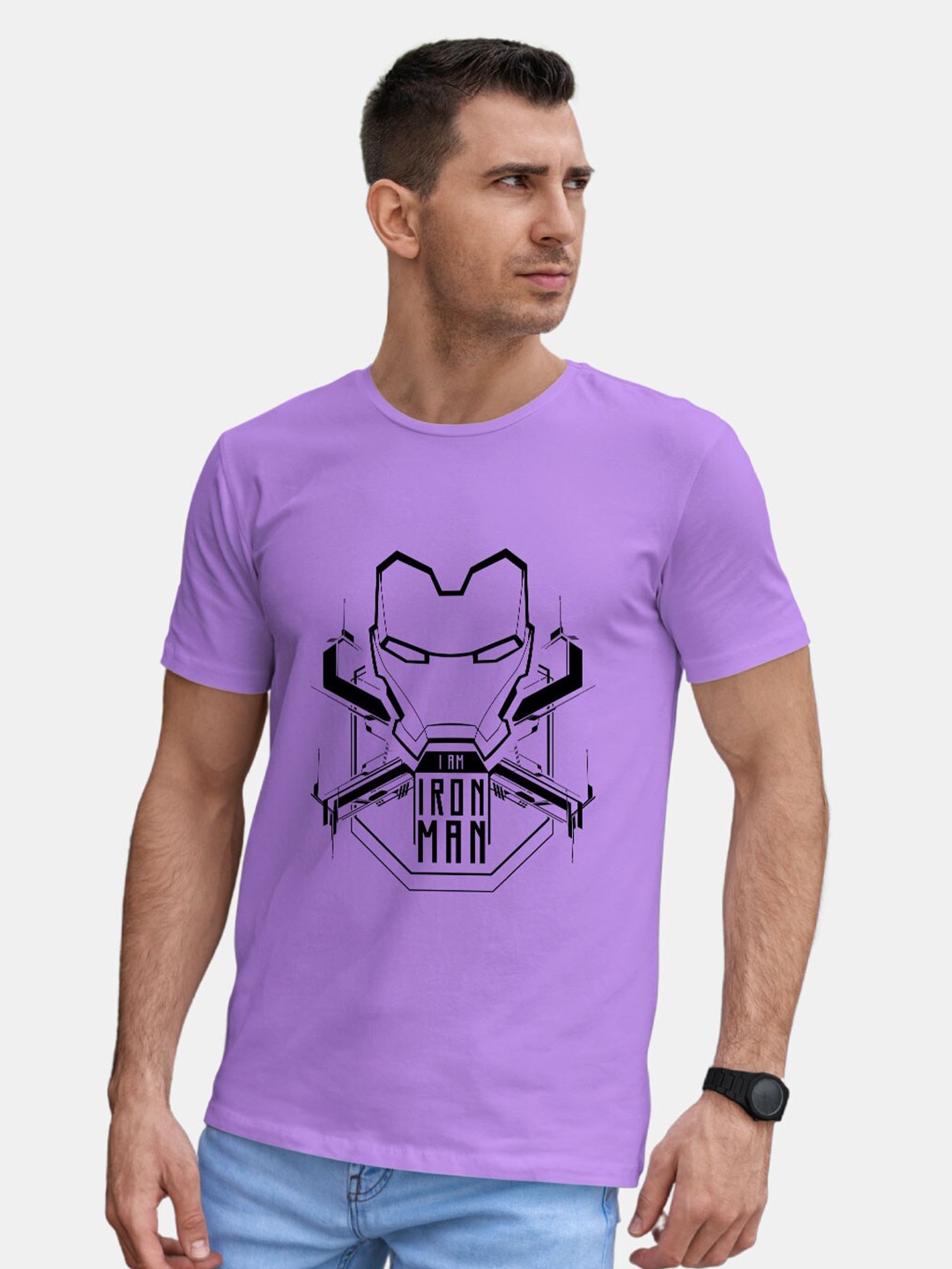 

macmerise Iron Man Printed Bio Finish Cotton T-shirt, Violet