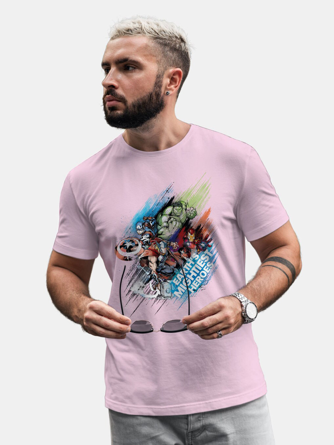 

macmerise Super Hero Printed Bio Finish Cotton T-shirt, Lavender