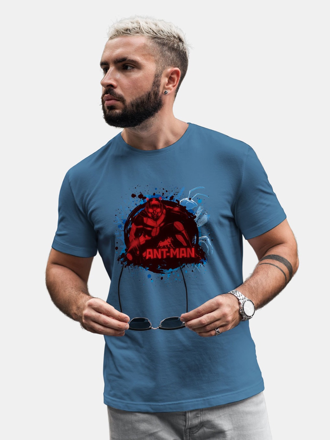 

macmerise Ant- Man Superhero Printed Bio Finish Cotton T-shirt, Blue