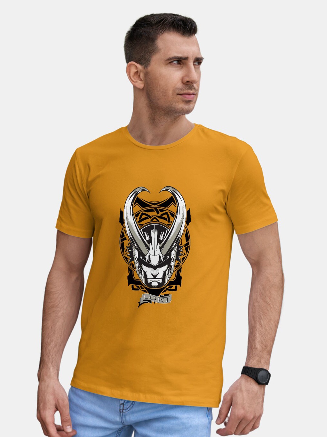 

macmerise Graphic Printed Bio Finish Cotton T-shirt, Yellow