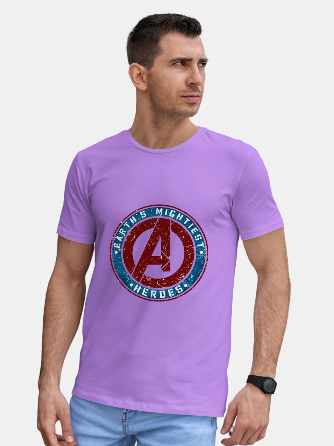 

macmerise Avengers Printed Bio Finish Cotton T-shirt, Violet