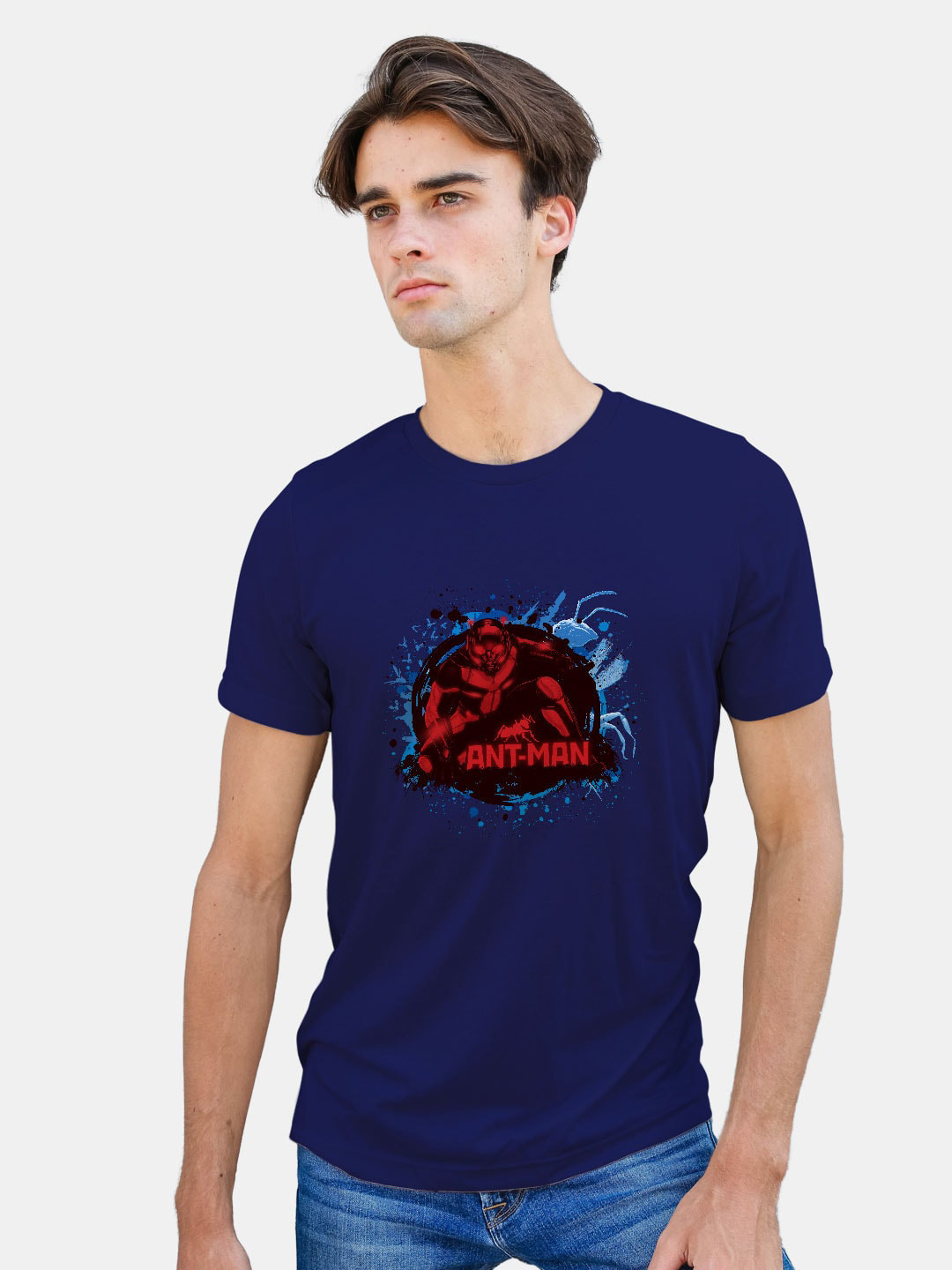 

macmerise Ant-Man Printed Bio Finish Cotton T-Shirt, Navy blue