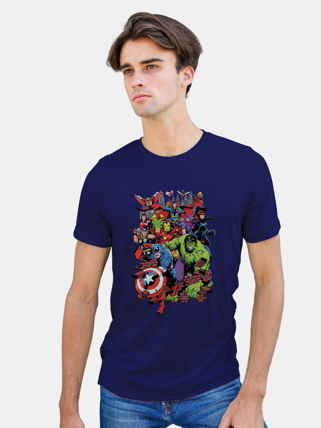 

macmerise Super Hero Printed Bio Finish Cotton T-shirt, Navy blue