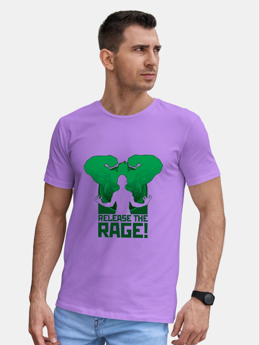 

macmerise Graphic Printed Bio Finish Cotton T-shirt, Violet