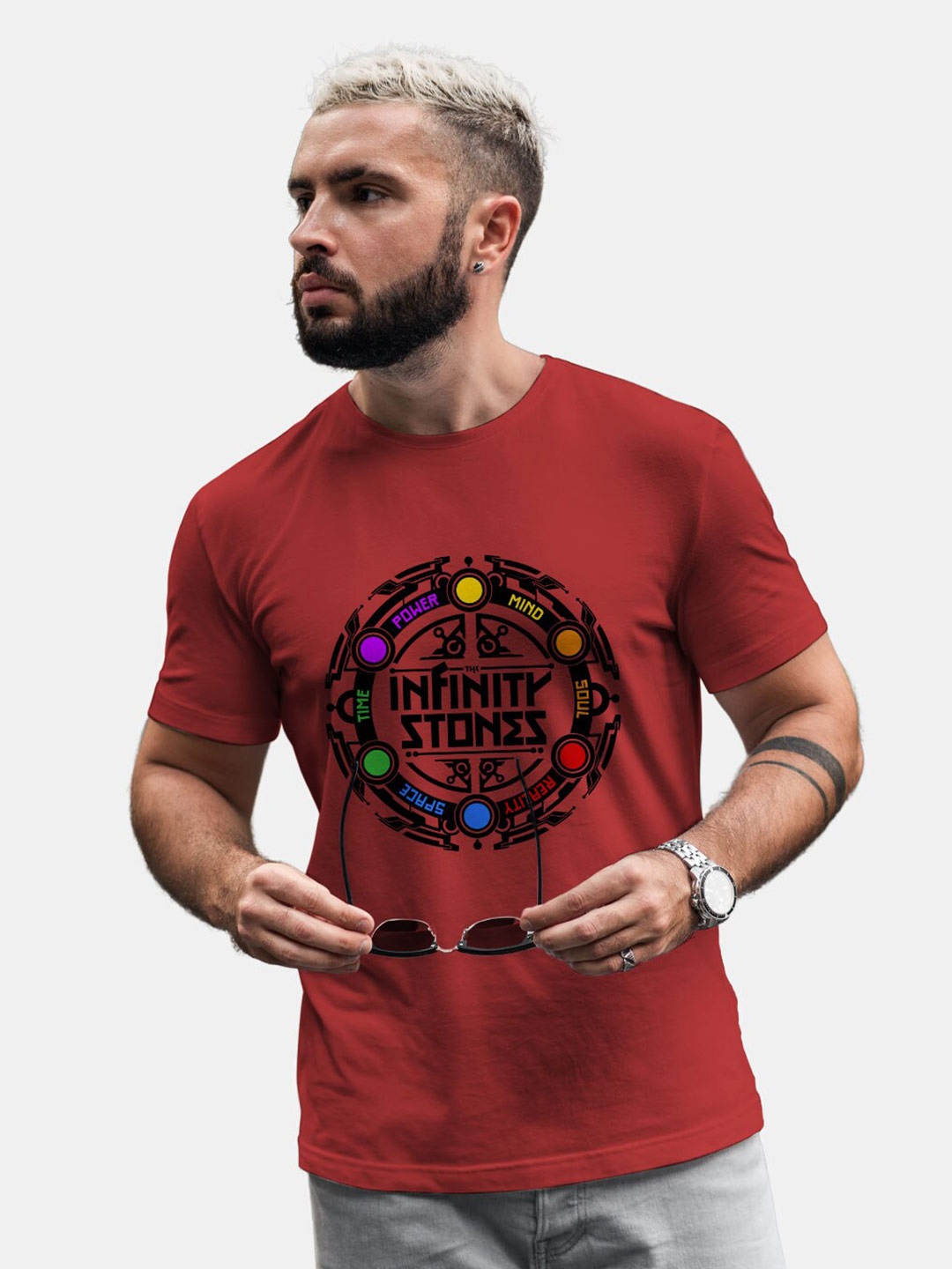 

macmerise Graphic Printed Bio Cotton T-shirt, Red
