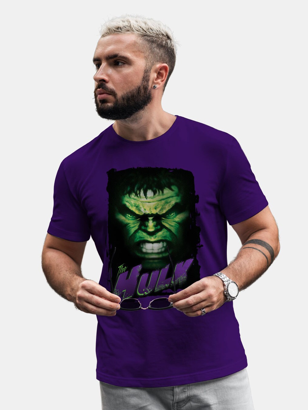 

macmerise Hulk Printed Bio Finish Cotton T-shirt, Purple