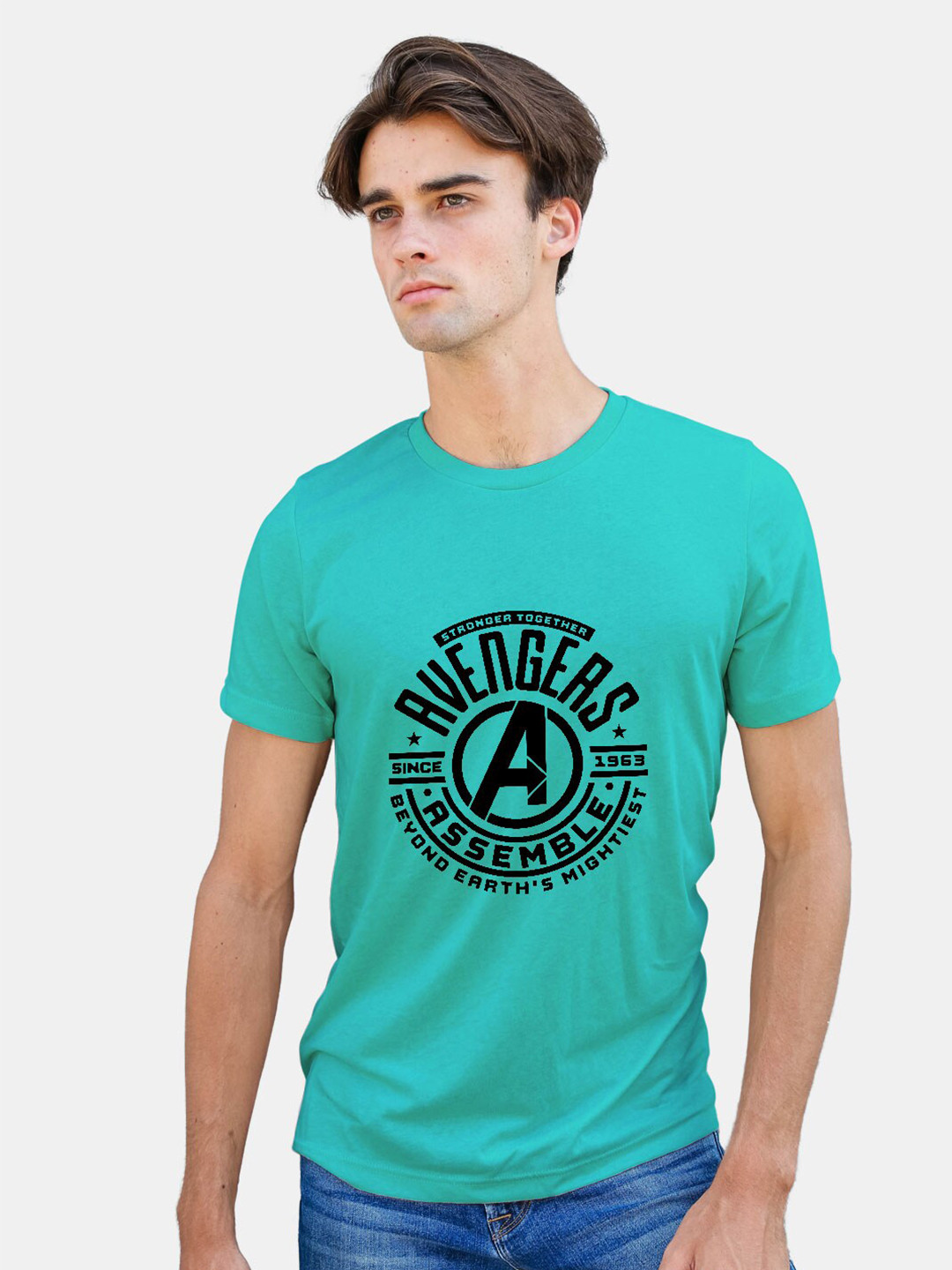 

macmerise Avengers Printed Bio Finish Cotton T-shirt, Turquoise blue