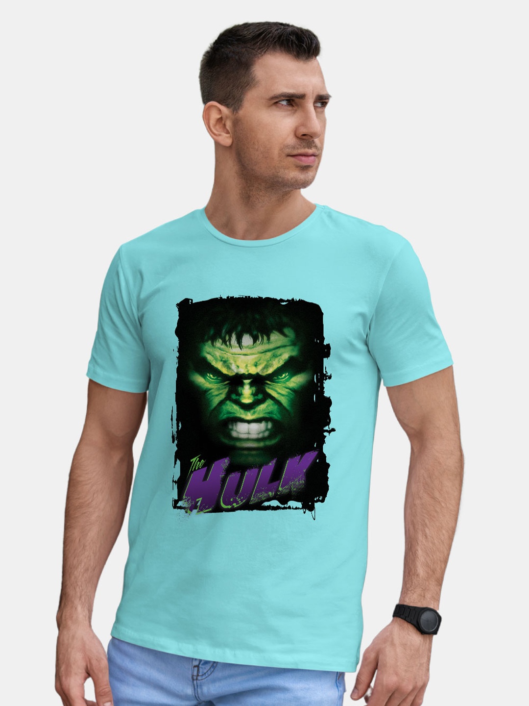 

macmerise The Hulk Printed Bio Finish Cotton T-shirt, Blue