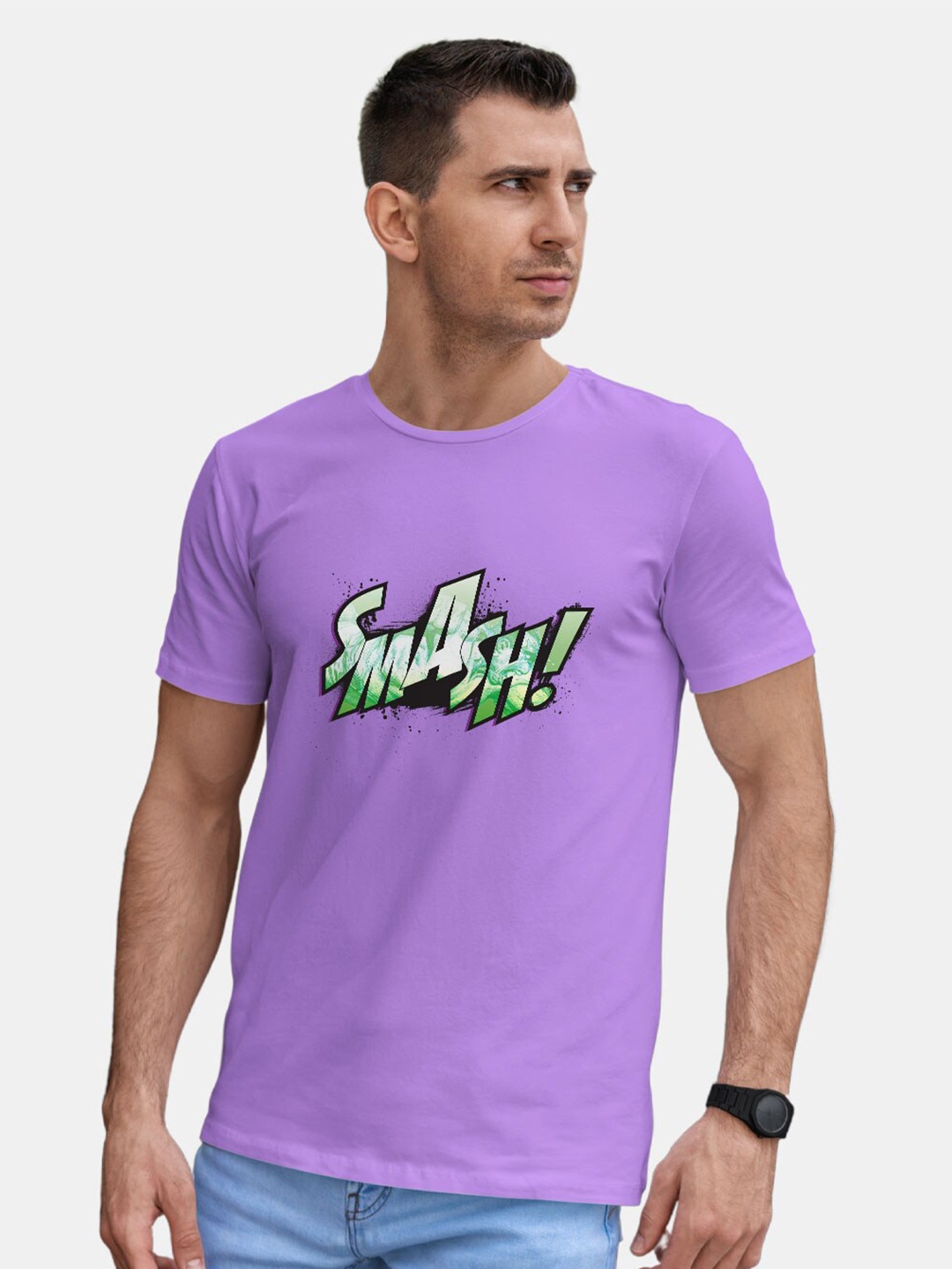 

macmerise Hulk Printed Bio Finish Cotton T-shirt, Purple