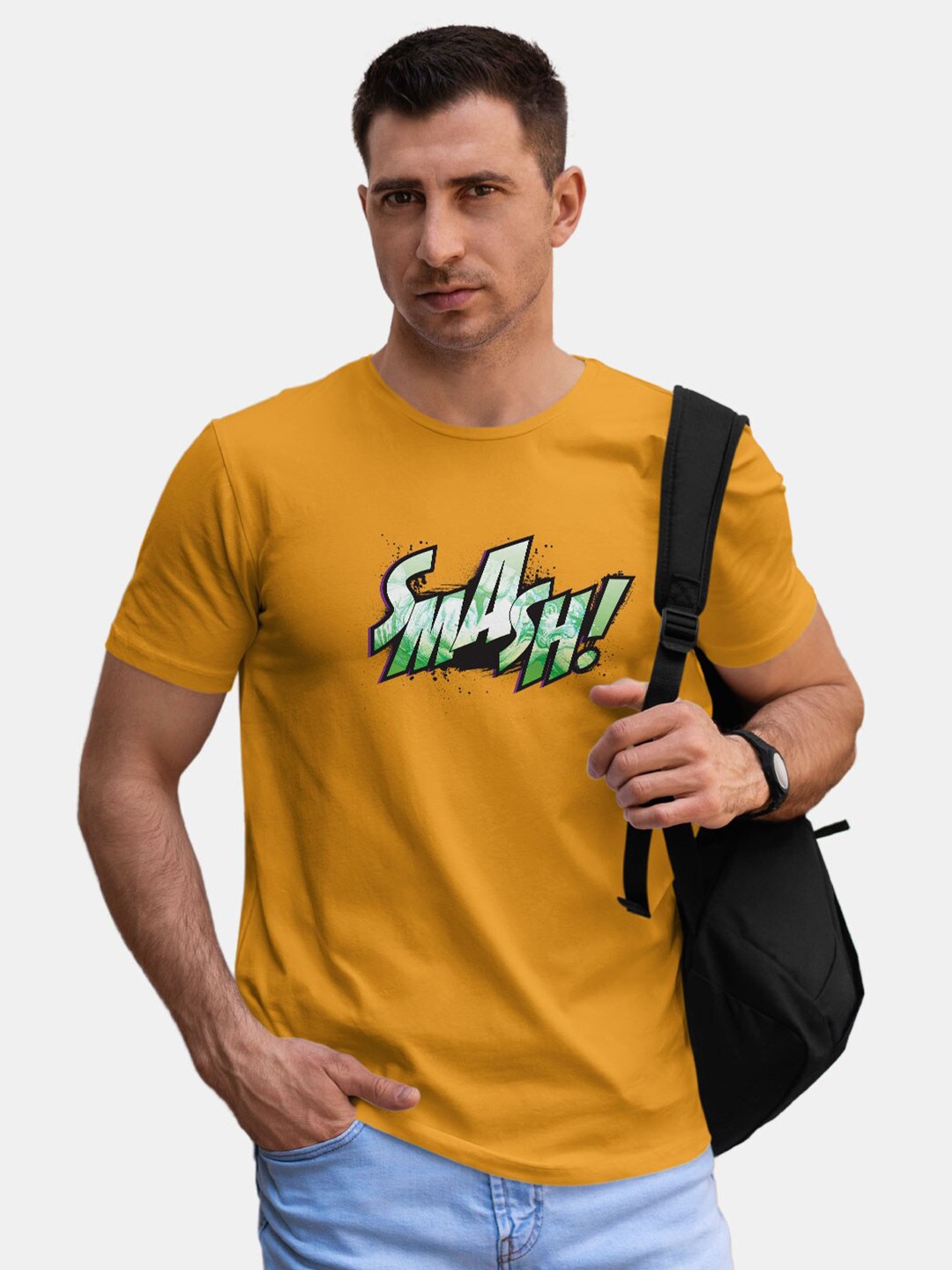 

macmerise Hulk Printed Cotton Bio Finish T-shirt, Yellow