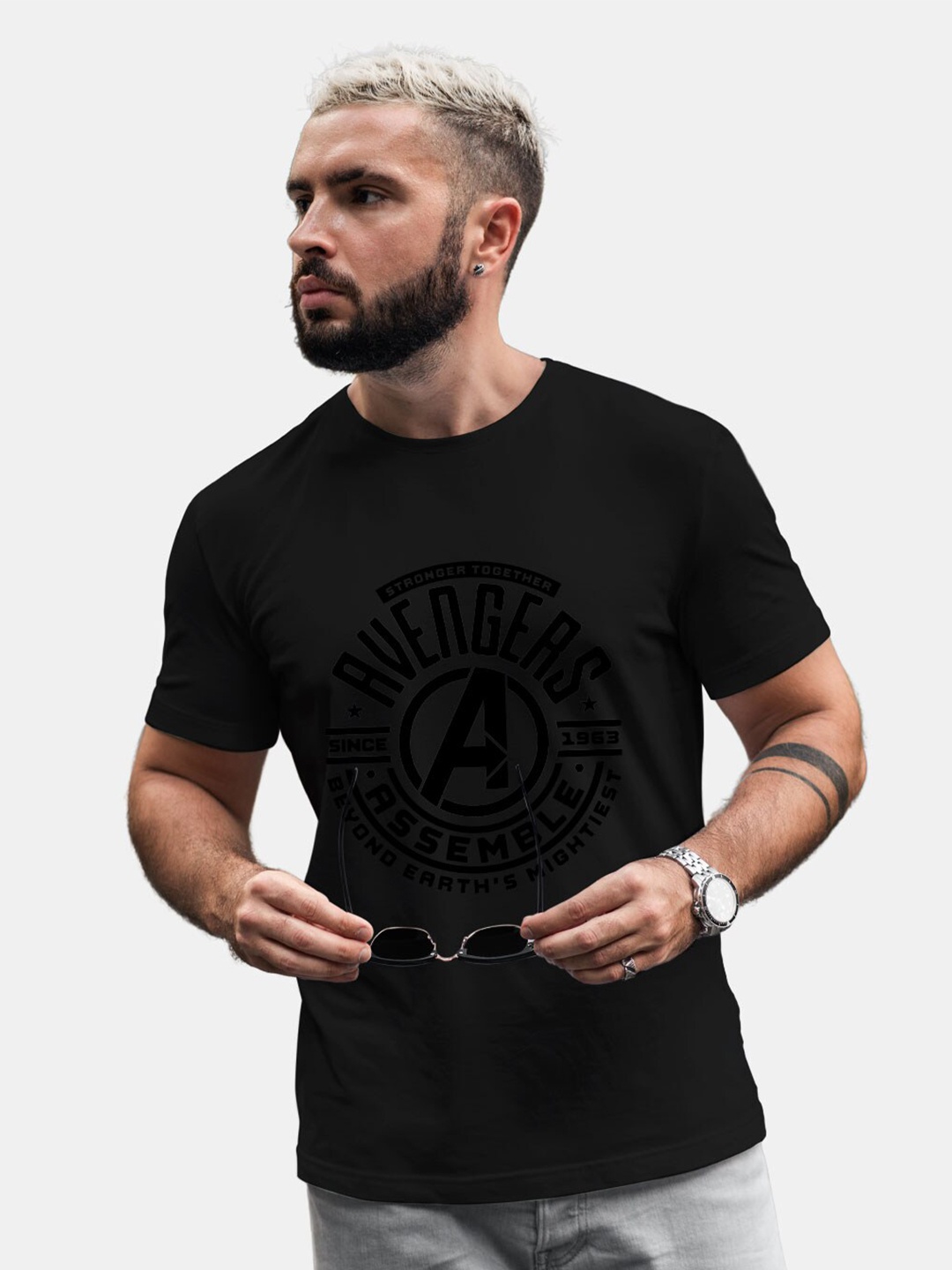 

macmerise Avengers Printed Cotton Bio Finish T-shirt, Black