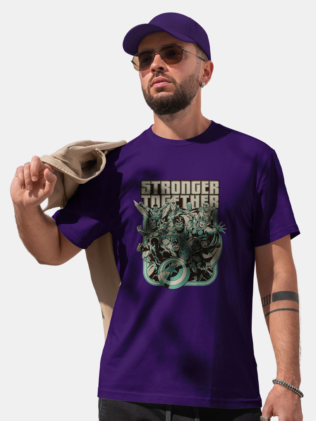 

macmerise Printed Cotton Bio Finish T-shirt, Purple