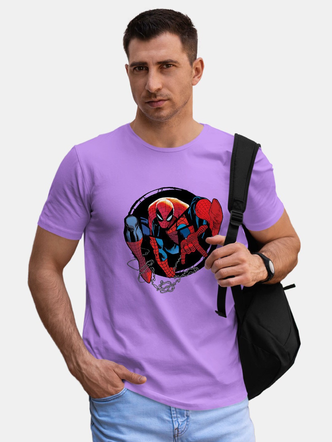 

macmerise Spider Man Printed Bio Finish Cotton T-shirt, Purple