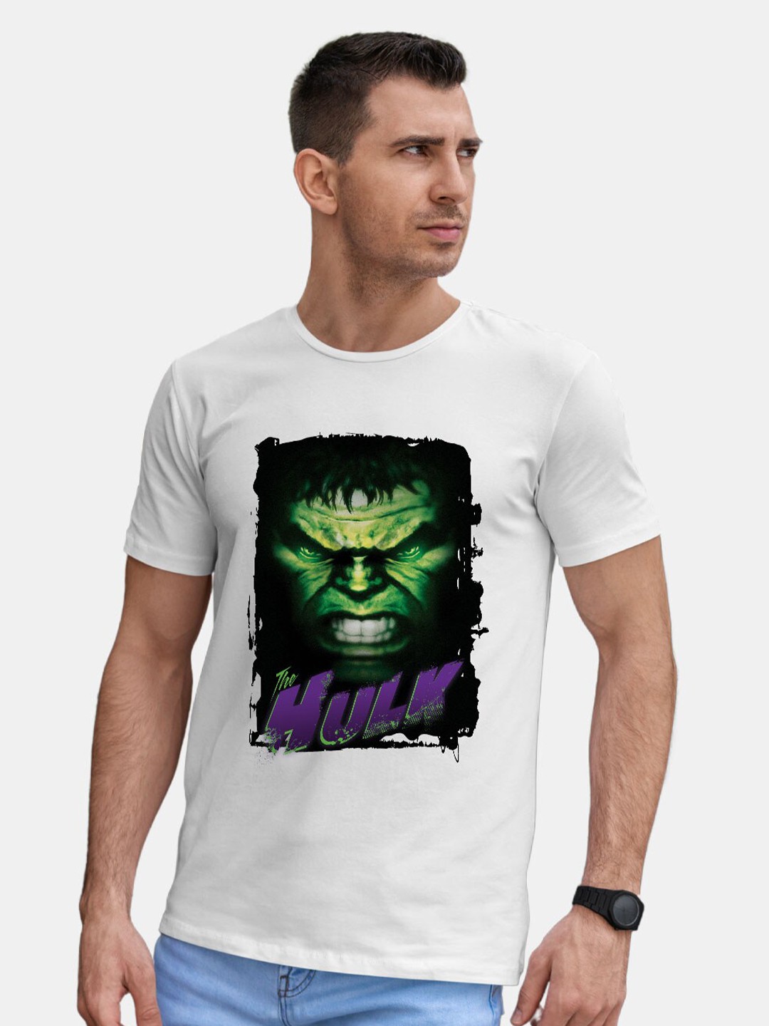 

macmerise Hulk Graphic Printed Bio Finish Cotton T-shirt, White