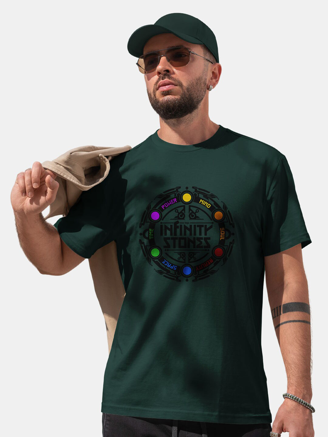 

macmerise Marvel Typography Printed Bio Finish Cotton T-shirt, Green
