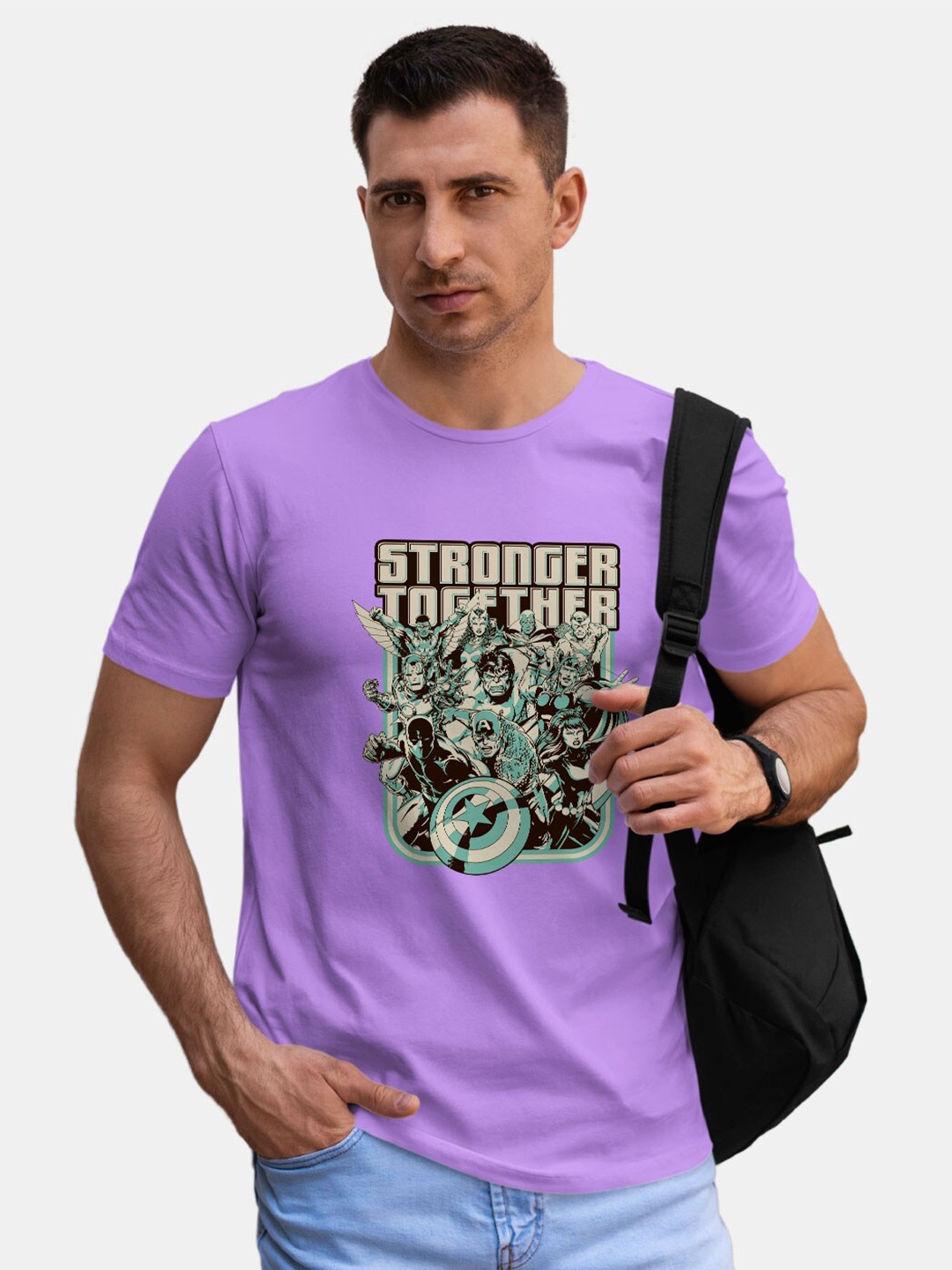 

macmerise Avengers Graphic Printed Bio Finish Cotton T-shirt, Violet