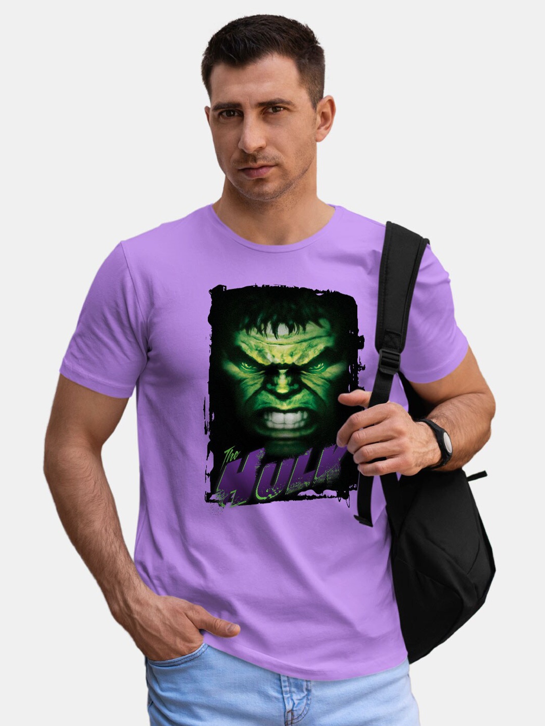 

macmerise Hulk Graphic Printed Bio Finish Cotton T-shirt, Violet