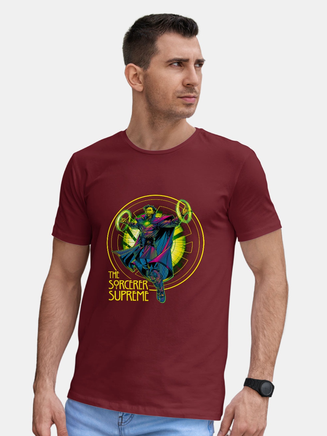 

macmerise Sorcerer Supreme Printed Bio Finish Cotton T-Shirt, Red